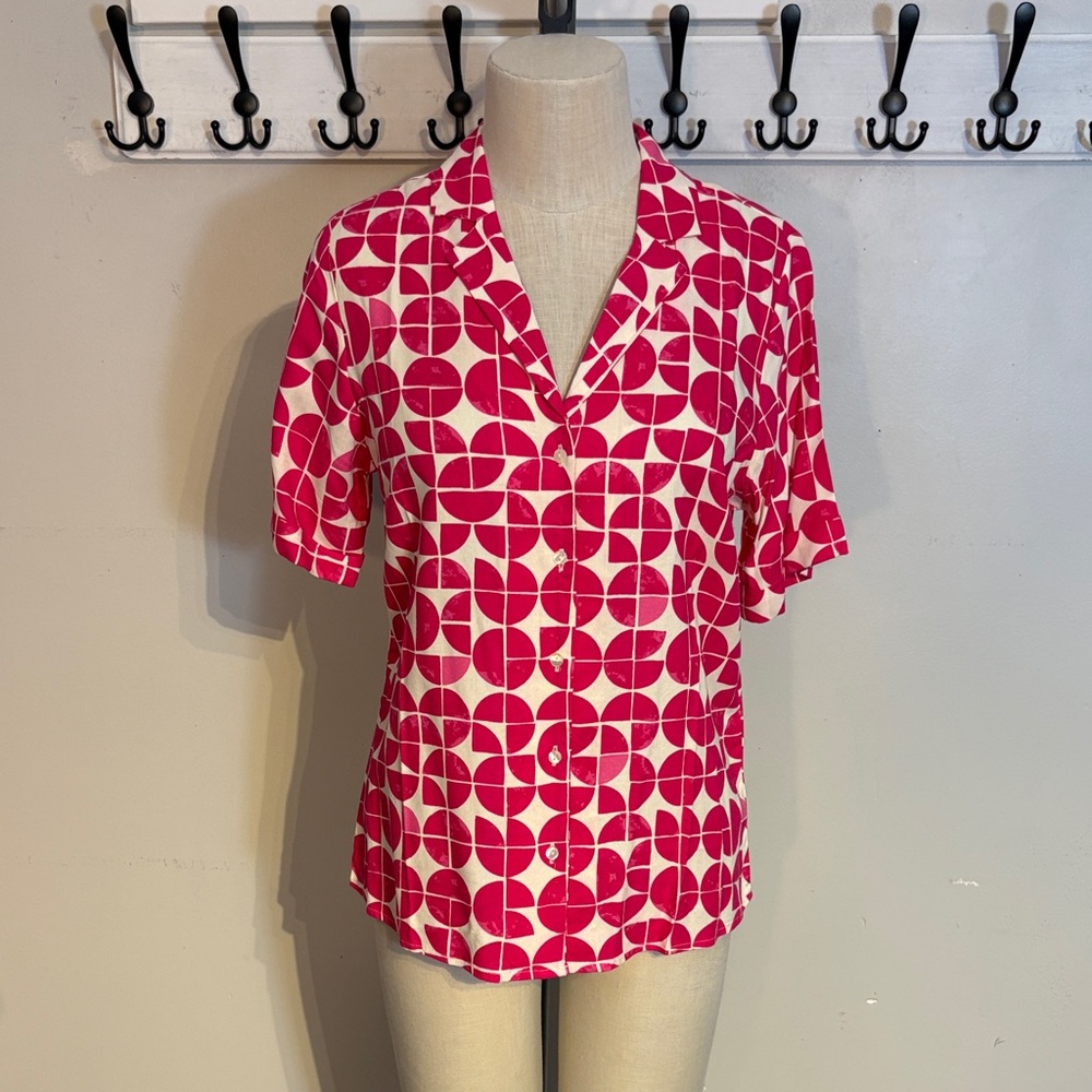 ichi Studios Stylish Pink and White Button Down Shirt